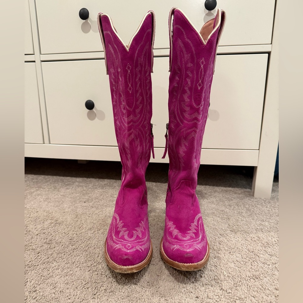 Ariat Magenta Suede Knee High Western Boots